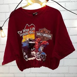 Harley Davidson Red marine cinch crop tee